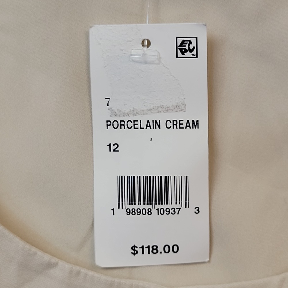NEW‎ French Connection Poplin Button Up Top Womens XL 12 Cream Long Sleeve Lined - Picture 5 of 15